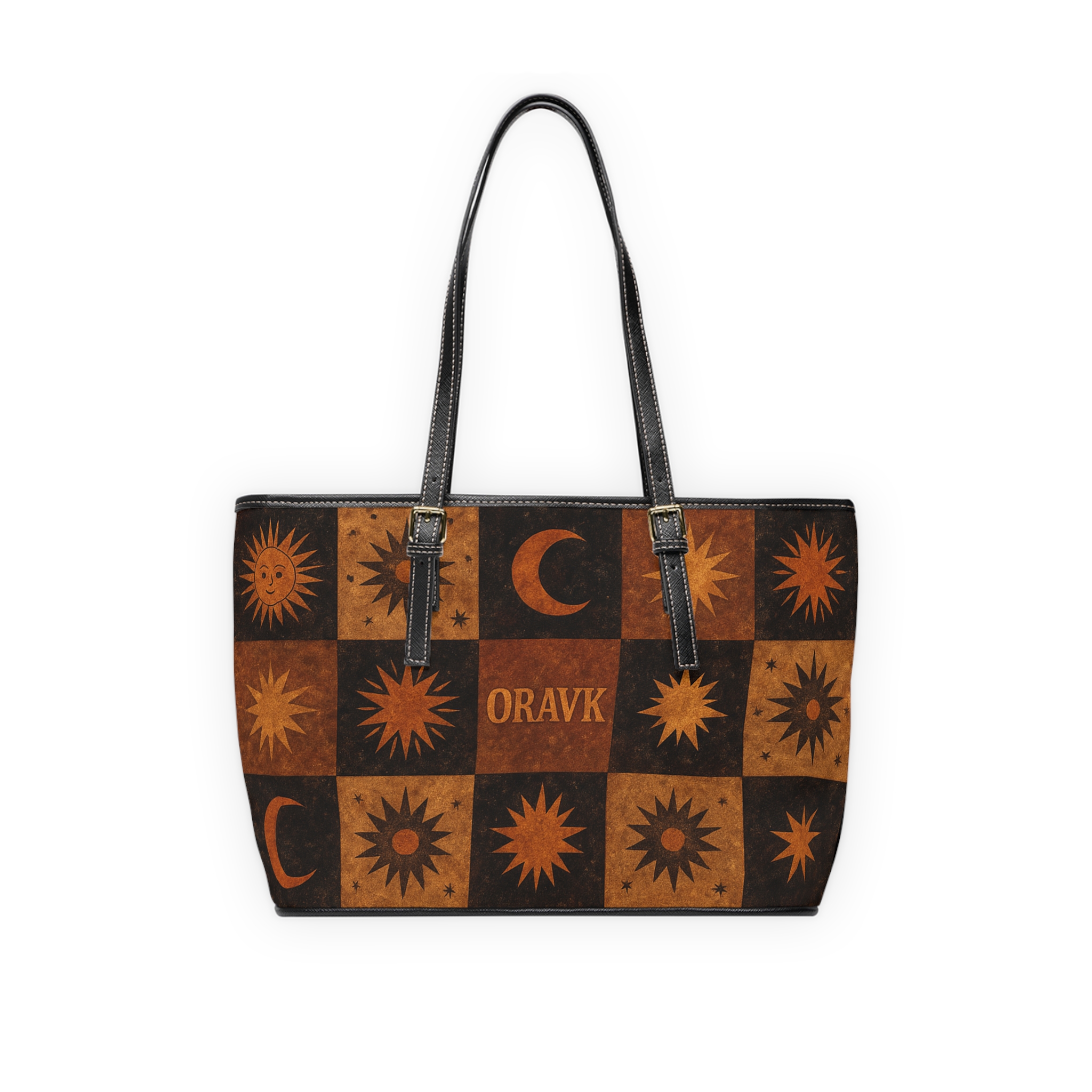 celestial patterns shoulder bag, pu leather tote, astrology handbag, fun boho bag, festival accessory, everyday shopper