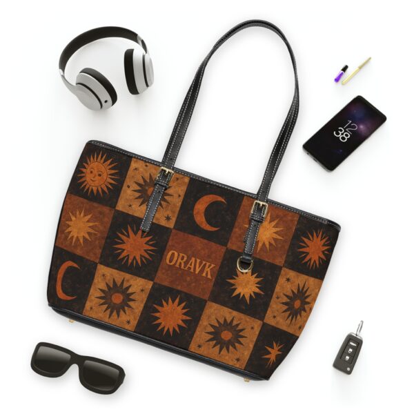 celestial patterns shoulder bag, pu leather tote, astrology handbag, fun boho bag, festival accessory, everyday shopper