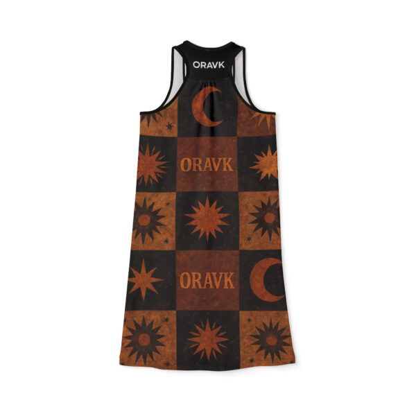 boho starry racerback dress, summer vacation dress, festival outfit, casual everyday wear, unique handmade apparel