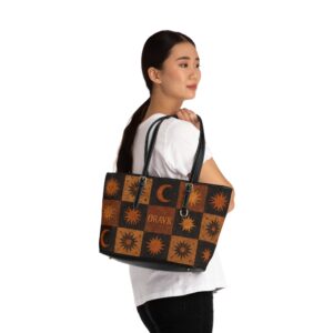 celestial patterns shoulder bag, pu leather tote, astrology handbag, fun boho bag, festival accessory, everyday shopper