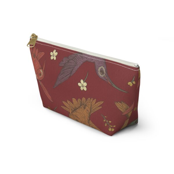 boho bird accessory pouch, floral makeup bag, travel organizer, gift for her, eco friendly cosmetic case