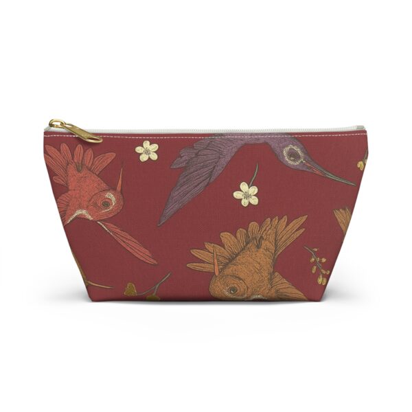 boho bird accessory pouch, floral makeup bag, travel organizer, gift for her, eco friendly cosmetic case