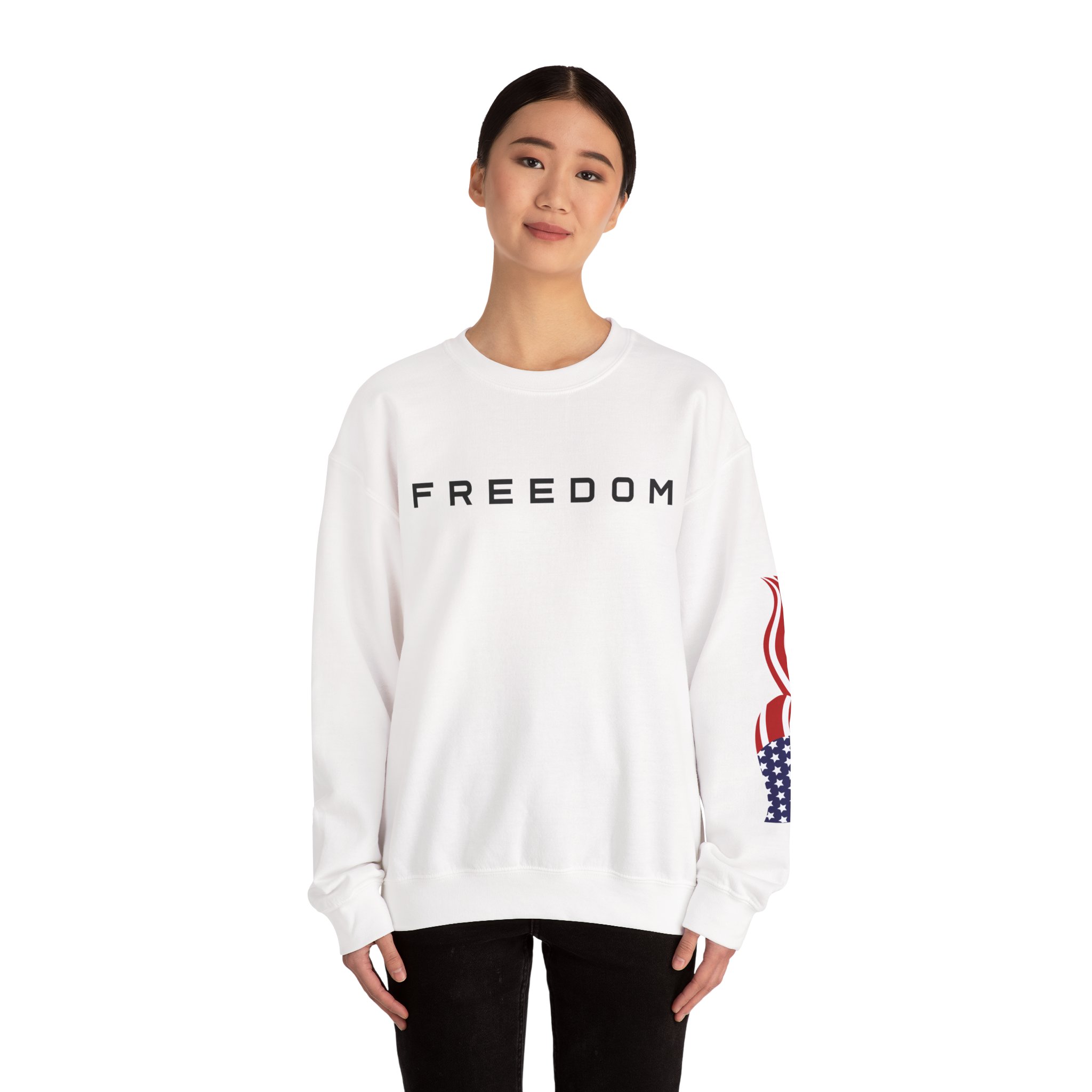 freedom crewneck sweatshirt, unisex sweatshirt, comfortable casual wear, fourth of july apparel, american flag design freedom crewneck sweatshirt, unisex sweatshirt, comfortable casual wear, fourth of july apparel, american flag design