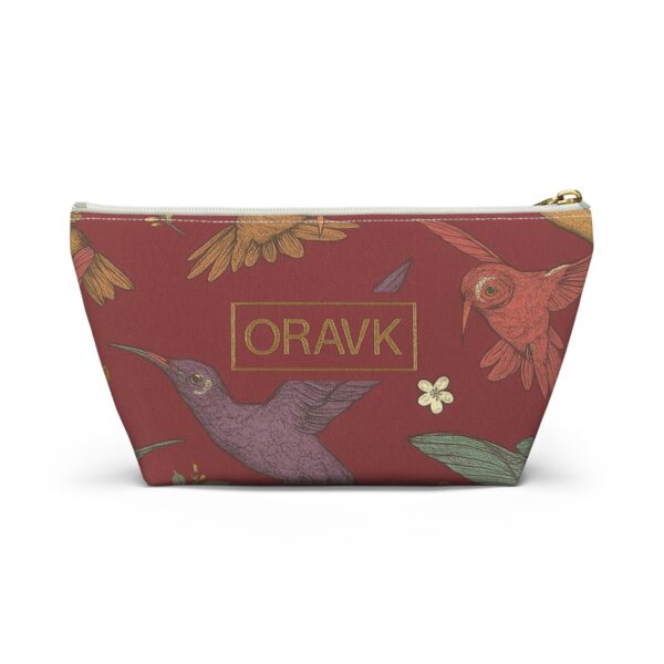 boho bird accessory pouch, floral makeup bag, travel organizer, gift for her, eco friendly cosmetic case