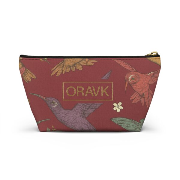 boho bird accessory pouch, floral makeup bag, travel organizer, gift for her, eco friendly cosmetic case