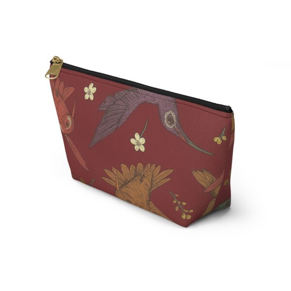 boho bird accessory pouch, floral makeup bag, travel organizer, gift for her, eco friendly cosmetic case