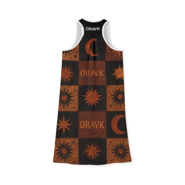 boho starry racerback dress, summer vacation dress, festival outfit, casual everyday wear, unique handmade apparel