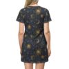 celestial print t shirt dress, bohemian style dress, starry night dress, astrology fashion, perfect for summer outfits