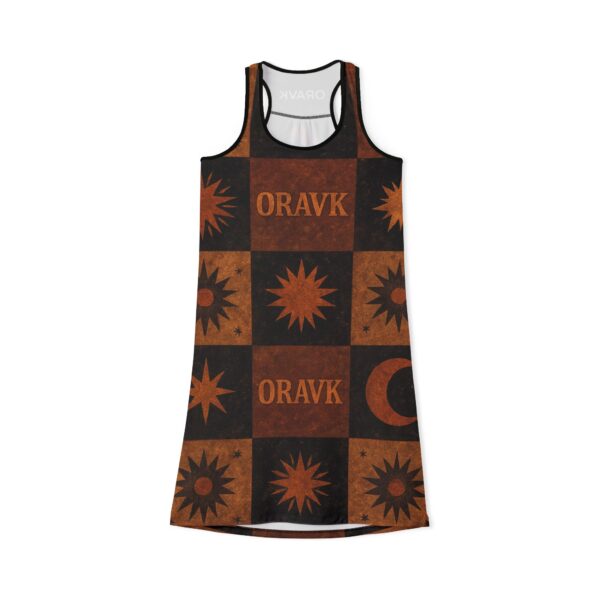 boho starry racerback dress, summer vacation dress, festival outfit, casual everyday wear, unique handmade apparel