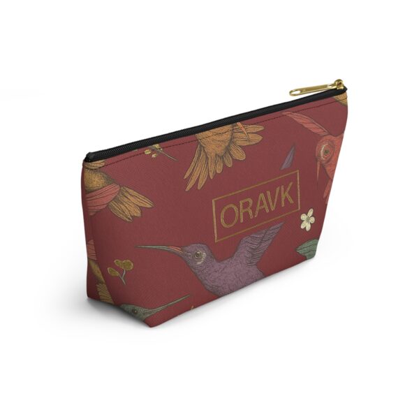 boho bird accessory pouch, floral makeup bag, travel organizer, gift for her, eco friendly cosmetic case