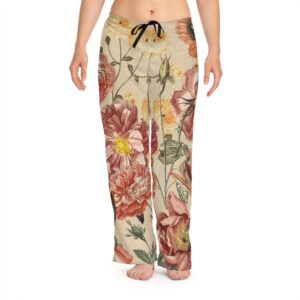 floral women's pajama pants, cozy sleepwear, casual loungewear, gift for her, spring fashion, relaxing at home