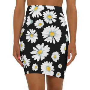daisy print pencil skirt, floral skirt for women, summer outfit, workwear fashion, casual chic, gifts for her