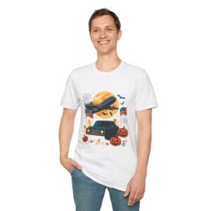 halloween vintage car & plane tee, funny spooky t shirt, unisex graphic shirt, fall celebration top, unique gift idea